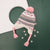 Sinsay Girl's Multicolor Fair Knit Pattern with Braided Pink Tassel Ties Beanie