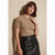 Sinsay Women's Beige Crewneck Short Sleeves Knit with Ribbed Edges Sweater