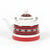 Teapot with red and black pattern on a white background