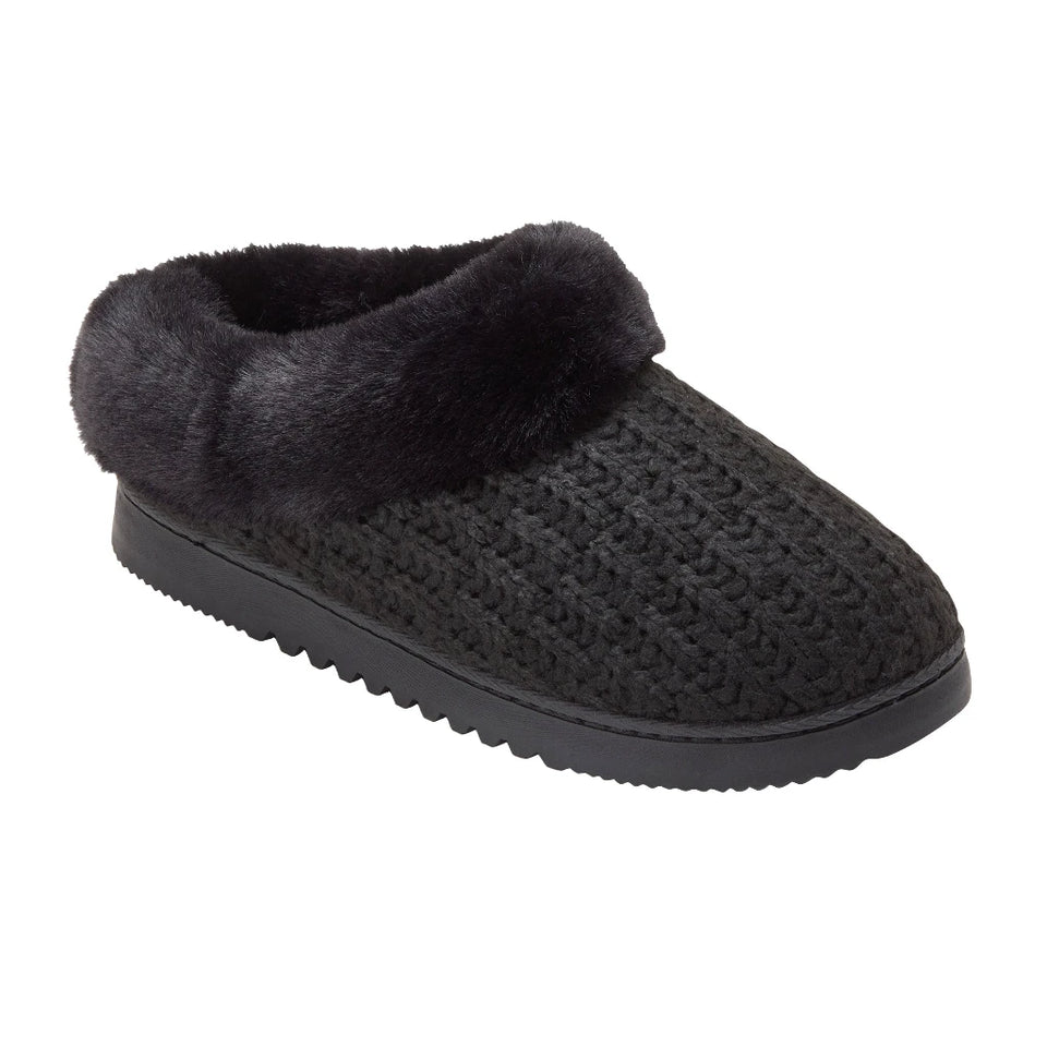 Dearfoams Women's Black Knit Clog Slippers
