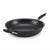 A black non-stick frying pan with a textured interior surface and two black handles with silver metal rivets and end caps, shown on a plain white background.