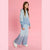 Sinsay Girl's Light Blue Hooded Sweatshirt with Chest Embroidery and Wide Leg Sweatpants Set