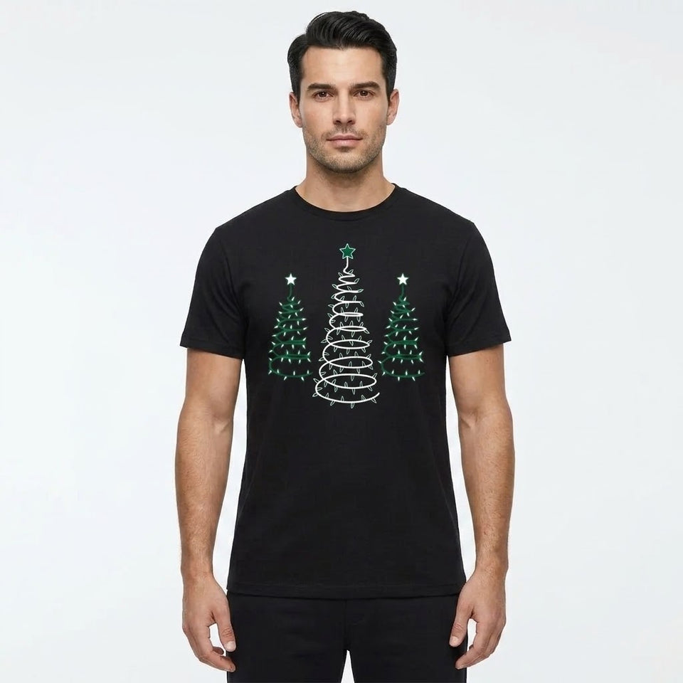 Instant Message Men's Black Christmas Trees Graphic T-Shirt