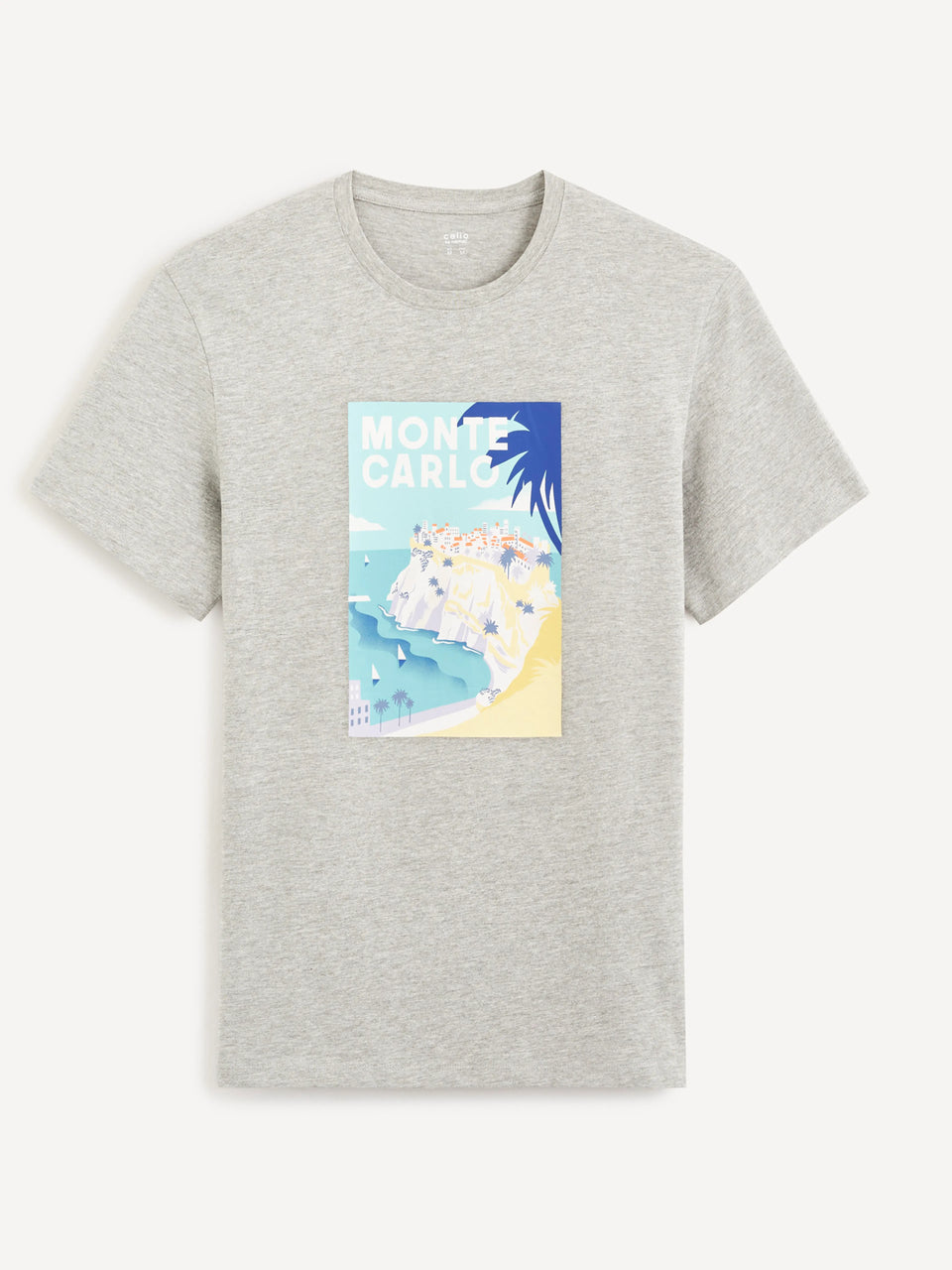 Celio Men's Grey Round Neck T-Shirt With A Print | Celio In Lebanon