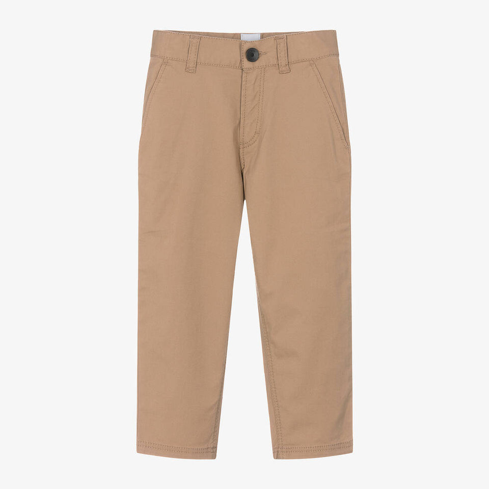 Boss Boy's Dark Beige Cotton Chino Trousers| Boss in Lebanon