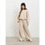 Sinsay Girl's Beige Ribbed Crewneck Sweatshirt with an Elastic Waist Wide Leg Pants Set
