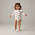 Sinsay Girl's White with Red Bows Printed Long Sleeve Ruffle Shoulder Bodysuit