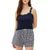 GapBody Women's Navy Ribbed Lace-Trim Tank Top