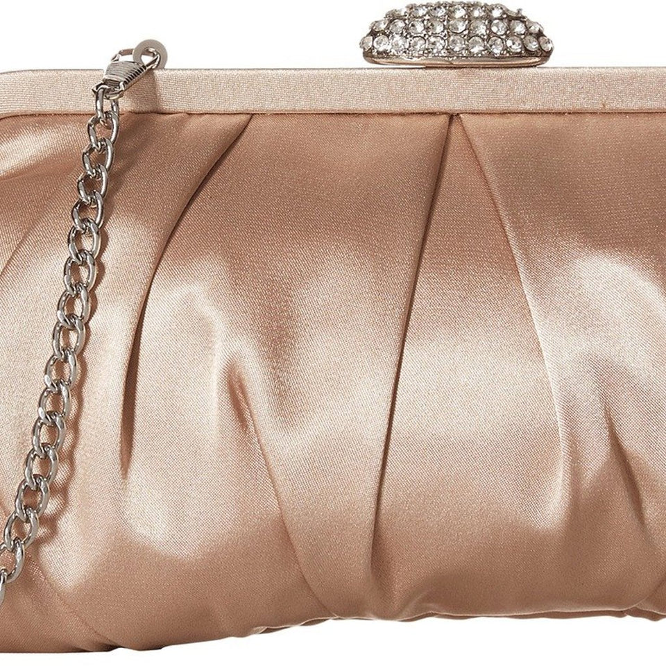 Nina Womens Champagne Concord Pleated Frame Clutch