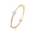 Adornia Womens Gold Clover Mother-of-Pearl Bangle Bracelet
