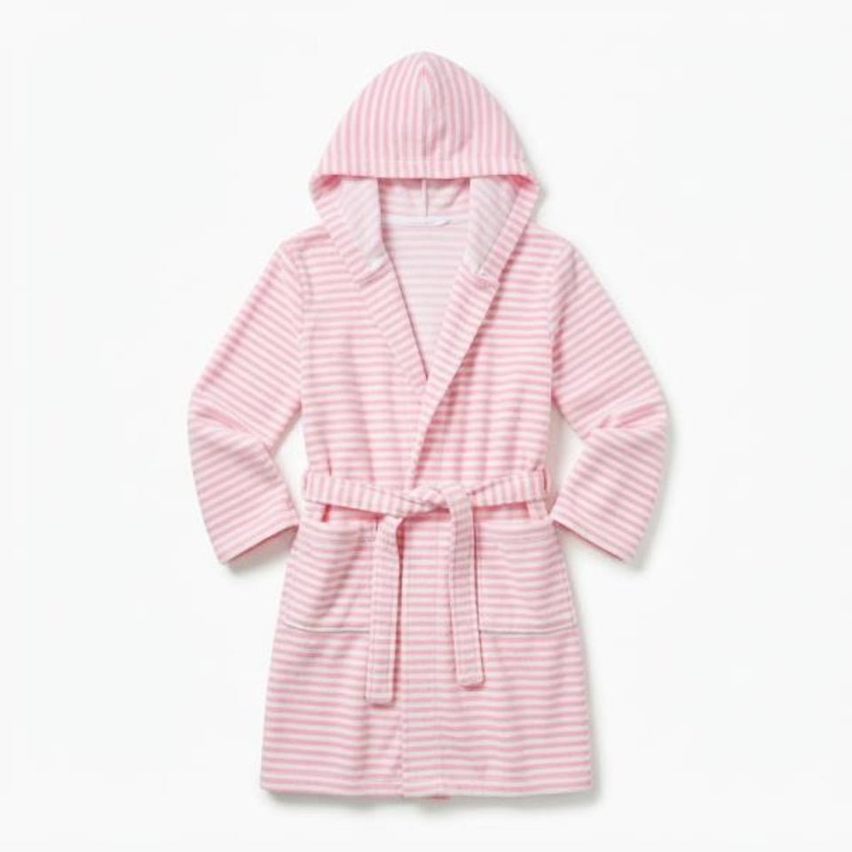 Cuddl Duds Womens Pink Stripe Vintage Terry Hooded Robe X-Large