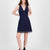 Madden Girl Women's Navy Lace-Trim Satin Slip Mini Dress