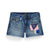 Polo Ralph Lauren Girl's Blue Denim Frayed Patchwork Shorts