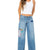 Von Dutch Women's Light Blue Logo Patch Wide-Leg Jeans