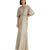 Lauren Ralph Lauren Womens Birch Tan Gold Foil-Print Jersey Cape Gown