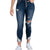 Indigo Rein Women's Navy Mid-Rise Distress Curvy Jeans