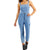 Tinseltown Women's Light Blue Belted Denim Jumpsuit
