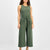 Bar Iii Women's Olive Green Tie-Waist Sleeveless Crewneck Jumpsuit