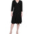 NY Collection Women's Black 34 Sleeve Rouched-Waist Midi Dress