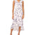 CeCe Women's White/Navy Printed V-Neck Ruffle Tiered MIDI Dress