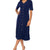 Msk Women's Navy Button-Front Midi Dress