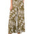 Vince Camuto Women's Green/White Tropical-Print Smocked Waist Wide-Leg Pants