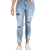 Indigo Rein Women's Light Blue High-Rise Distress Curvy Crop Jeans