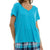 Roudelain Women's Blue Ribbed Henley Pajama Top
