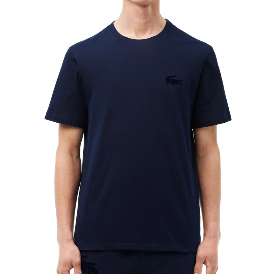 Lacoste Men's Navy Crewneck Cotton Sleep T-Shirt