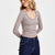 Planet Heart Women's Griege V-Neck Seamless Long-Sleeve Blouse