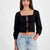 Self Esteem Women's Black Tie-Front Eyelet Blouse