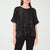 MSK Women's Black Sequin Round Neck Short Sleeve Blouse
