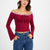 Just Polly Women's Beaujolais Off-the-Shoulder Long-Sleeve Blouse