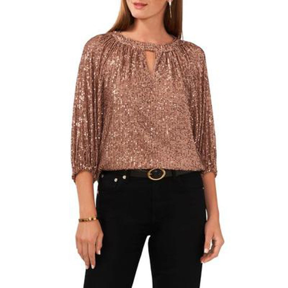 Vince Camuto Women's Rose Gold Detail Raglan Sleeve Blouse