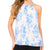 Msk Womens Airy Blue Floral-Print Pleated Chiffon Halter Top