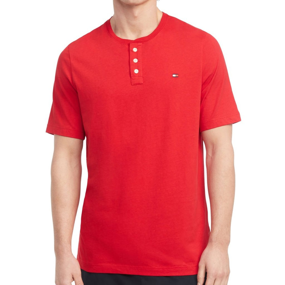 Tommy Hilfiger Men's Red Solid Henley T-Shirt