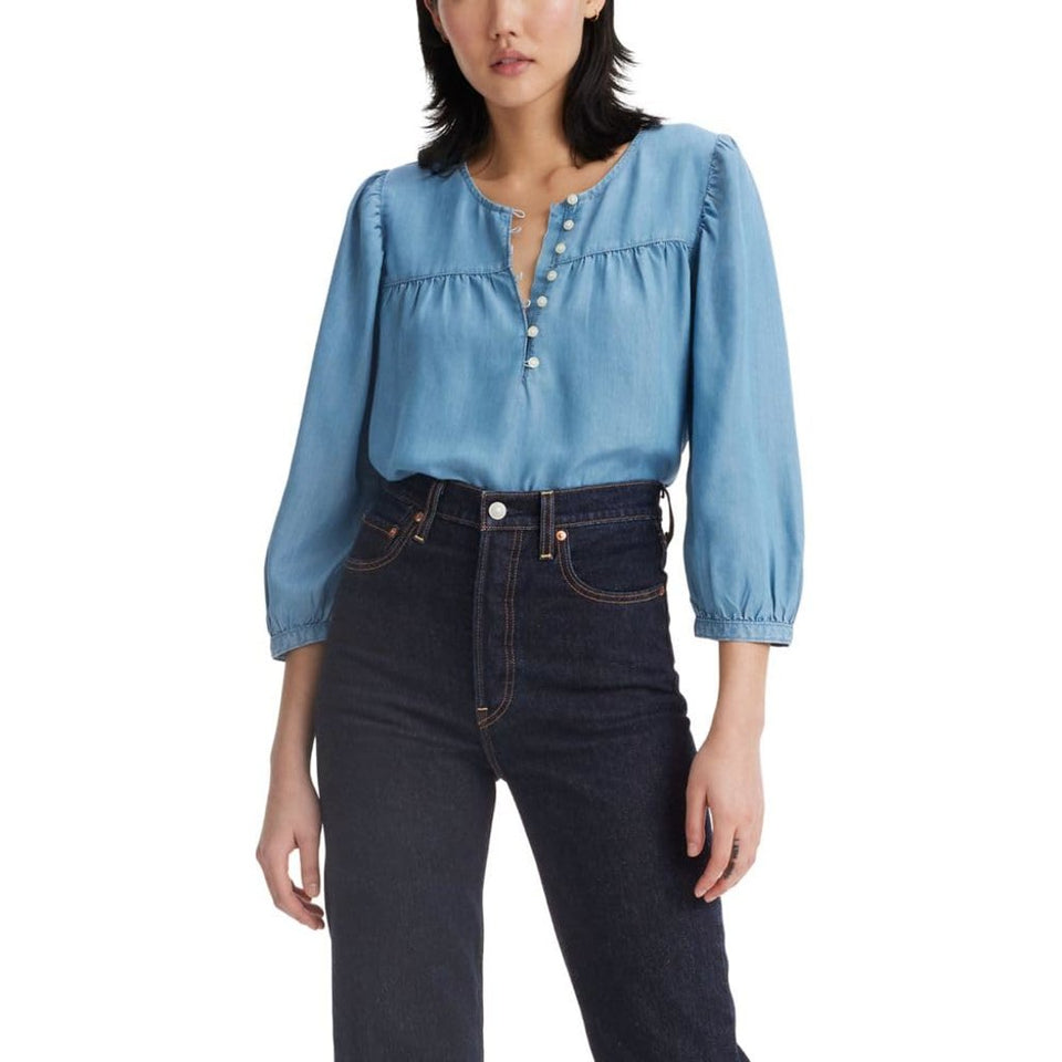 Levis Women's Mid Summer Blue Halsey 3/4 Sleeves Blouse