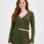 Planet Heart Women's Camo Green Ribbed Surplice-Neck Crop Top