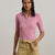 Lauren Ralph Lauren Women's Rose Mauve Rib-Knit Elbow-Sleeve Polo