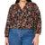 Vince Camuto Women's Rich Black Floral Printed V-Neck Blouse