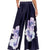 Muse Women's Navy Lilac Blue Floral Satin Pleated Wide-Leg Pants