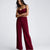 Kenneth Cole Women's Burgundy High Rise Wide Leg Trouser