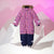 Sinsay Girl's Pink and Navy Colorful with Front Zipper Closure and Elastic Foot Straps Snowsuit
