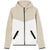 Beige and white hoodie with black accents on a white background