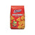 Red bag of Croco crackers with triangular and round crackers on a white background