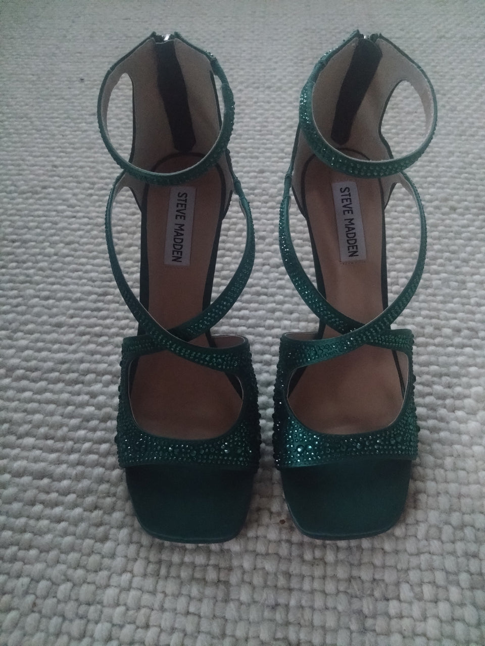 Steve Madden Women's Green Reclaimed J Heeled Sandals | Steve Madden In Lebanon