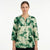 NY Collection Women's Green & Cream Three-Quarter-Sleeve Blouse