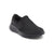 A single black slip-on walking shoe with a textured mesh upper and a thick cushioned sole, shown from a three-quarters angle on a white background.