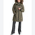 DKNY Women's Olive Green Hooded Long Puffer Jacket