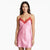 Linea Donatella Women's Pink Silk Slip Lace Trim Sleep Dress